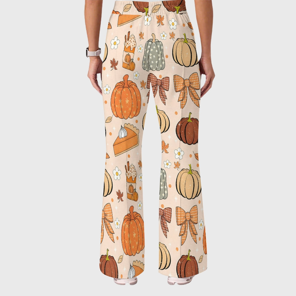 Women's Casual Shirt Collar Halloween Printed Scrub Set SJ9276