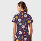 Women's Casual Shirt Collar Halloween Printed Scrub Set SJ9278