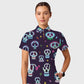 Women's Casual Shirt Collar Halloween Printed Scrub Set SJ9279