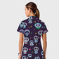 Women's Casual Shirt Collar Halloween Printed Scrub Set SJ9279