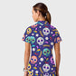 Women's Casual Shirt Collar Halloween Printed Scrub Set SJ92710