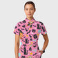 Women's Casual Shirt Collar Halloween Printed Scrub Set SJ92711