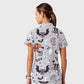 Women's Casual Shirt Collar Halloween Printed Scrub Set SJ92712