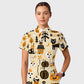 Women's Casual Shirt Collar Halloween Printed Scrub Set SJ92713