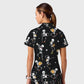 Women's Casual Shirt Collar Halloween Printed Scrub Set SJ92714