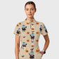 Women's Casual Shirt Collar Halloween Printed Scrub Set SJ92715