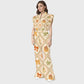 Women's Stand-Up Tie Zipper Halloween Printed Scrub Set SW92714
