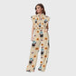 Women's Stand-Up Tie Zipper Halloween Printed Scrub Set SW92715