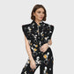Women's Stand-Up Tie Zipper Halloween Printed Scrub Set SW92716
