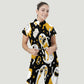 Women's Stand Collar Waist Tie Halloween Print Scrub Jumpsuit JW10133