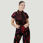 Women's Stand Collar Waist Tie Halloween Print Scrub Jumpsuit JW101311