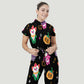 Women's Stand Collar Waist Tie Halloween Print Scrub Jumpsuit JW101315