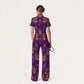 Women's Slim Fit Wide Leg Zip Neck Halloween Printed Scrub Jumpsuit JW10142
