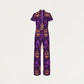 Women's Slim Fit Wide Leg Zip Neck Halloween Printed Scrub Jumpsuit JW10142