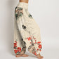 Print Cranes Plum Blossoms Pattern Women's Elastic Waist Harem Cotton Pants