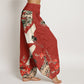 Print Cranes Plum Blossoms Pattern Women's Elastic Waist Harem Cotton Pants