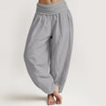 Pure Cotton LightGrey Women's Elastic Waist Harem Pants