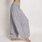 Pure Cotton LightGrey Women's Elastic Waist Harem Pants
