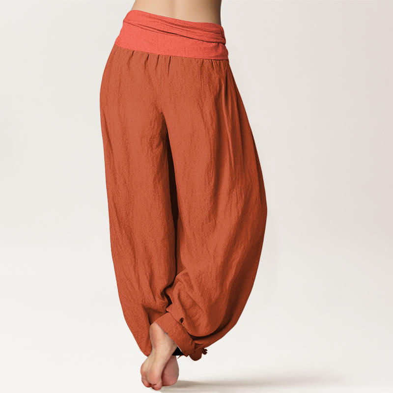 Orangered Women's Pure Cotton Elastic Waist Harem  Pants