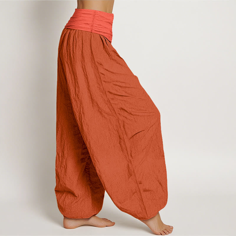 Orangered Women's Pure Cotton Elastic Waist Harem  Pants