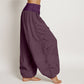 Purple Pure Cotton Women's Elastic Waist Harem  Pants