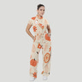 Women's Relaxed Fit Thanksgiving Day Print Scrub Jumpsuit TJ10174