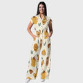Women's Button-Up Thanksgiving Day Print Scrub Jumpsuit TJ101712