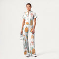 Women's Slim Fit Thanksgiving Day Print Scrub Jumpsuit TJ10201