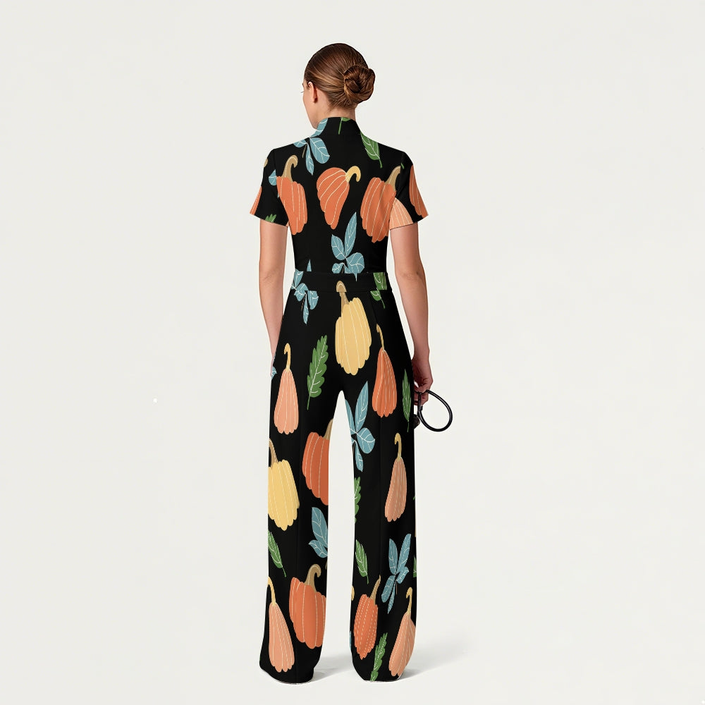 Women's Slim Fit Thanksgiving Day Print Scrub Jumpsuit TJ10203