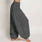 Buddha Stones Plain Om Symbol Pattern Women's Elastic Waist Harem Pure Cotton Pants