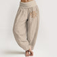 Spiral Center Sun Pattern Women's Elastic Waist Harem Pure Cotton Pants
