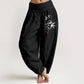Pure Cotton Bamboo Zen Pattern Women's Elastic Waist Harem Pants