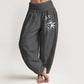 Pure Cotton Bamboo Zen Pattern Women's Elastic Waist Harem Pants