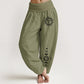 Sun Moon Stars Pattern Women's Elastic Waist Harem Pure Cotton Pants