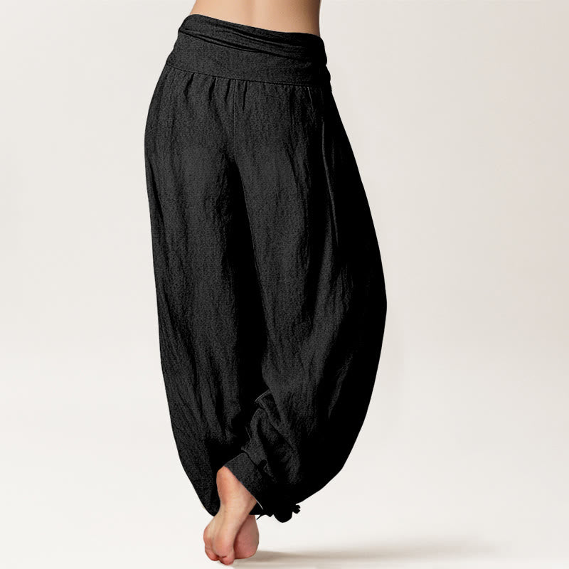Sun Moon Stars Pattern Women's Elastic Waist Harem Pure Cotton Pants