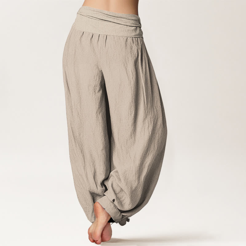 Sun Moon Stars Pattern Women's Elastic Waist Harem Pure Cotton Pants