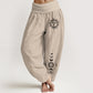 Sun Moon Stars Pattern Women's Elastic Waist Harem Pure Cotton Pants
