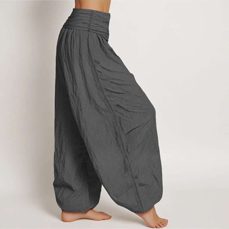 Sun Moon Stars Pattern Women's Elastic Waist Harem Pure Cotton Pants
