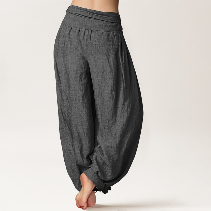 Sun Moon Stars Pattern Women's Elastic Waist Harem Pure Cotton Pants