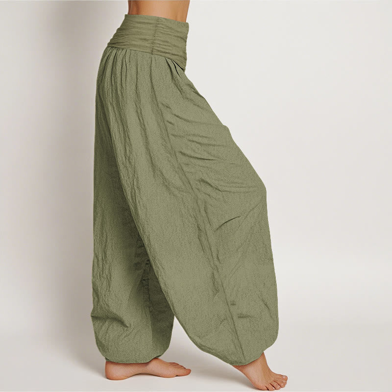Sun Moon Stars Pattern Women's Elastic Waist Harem Pure Cotton Pants