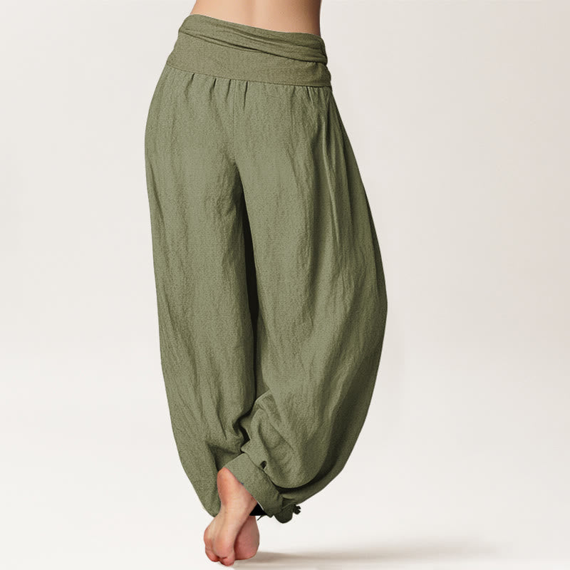 Sun Moon Stars Pattern Women's Elastic Waist Harem Pure Cotton Pants