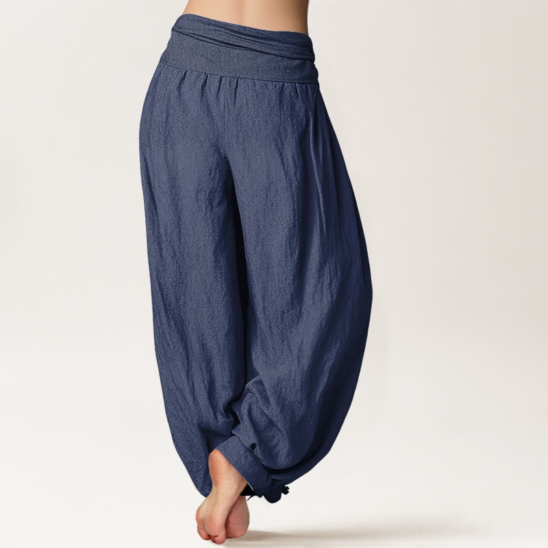 Sun Moon Stars Pattern Women's Elastic Waist Harem Pure Cotton Pants