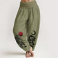 Pure Cotton Dragon Sun Moon Pattern Women's Elastic Waist Harem Pants