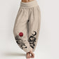Pure Cotton Dragon Sun Moon Pattern Women's Elastic Waist Harem Pants