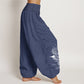 Pure Cotton Dragon Sun Moon Pattern Women's Elastic Waist Harem Pants