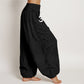 Solid Color Pure Cotton Lotus Om Symbol Pattern Women's Elastic Waist Harem Pants