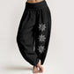 Solid Color Pure Cotton Sun Om Symbol Pattern Women's Elastic Waist Harem Pants