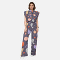 Women's Stand-Up Tie Zipper Thanksgiving Series Printed Scrub Set TS10231