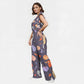 Women's Stand-Up Tie Zipper Thanksgiving Series Printed Scrub Set TS10231