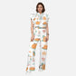 Women's Stand-Up Tie Zipper Thanksgiving Series Printed Scrub Set TS10236